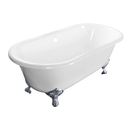 AQUA EDEN Clawfoot Bathtubs, 60 L, 30.5 W, White/Polished Chrome, Cast Iron VCTND603017NB1